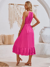 Load image into Gallery viewer, Ruffled Round Neck Sleeveless Dress
