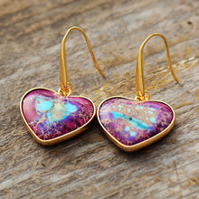 Carregar imagem no visualizador da galeria, Natural Stone Heart Drop Earrings
