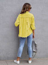 Carregar imagem no visualizador da galeria, Distressed Drop Shoulder Denim Jacket
