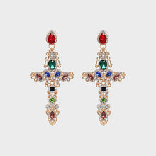 Load image into Gallery viewer, Rhinestone Alloy Cross Earrings
