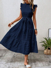 Load image into Gallery viewer, Tied Ruffled Cap Sleeve Midi Dress
