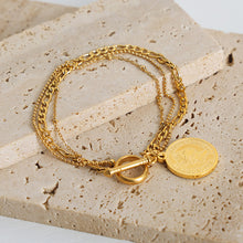 Carregar imagem no visualizador da galeria, Coin Pendant Toggle clasp 18K Gold-Plated Bracelet
