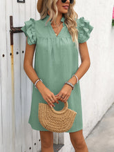 Carregar imagem no visualizador da galeria, Ruffled Notched Cap Sleeve Mini Dress
