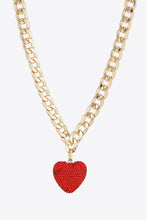 Carregar imagem no visualizador da galeria, Rhinestone Heart Pendant Curb Chain Necklace
