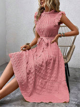 Load image into Gallery viewer, Tied Ruffled Cap Sleeve Midi Dress
