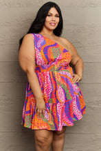 Load image into Gallery viewer, Hailey &amp; Co Fall Back Plus Size One Shoulder Mini Tiered Dress
