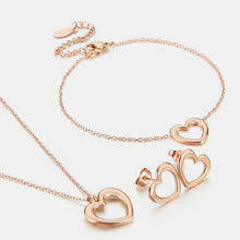 Load image into Gallery viewer, Heart Pendant Necklace, Bracelet and Stud Earrings Jewelry Set
