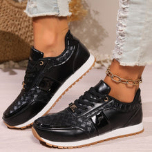 Load image into Gallery viewer, Lace-Up PU Leather Sneakers
