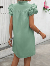 Load image into Gallery viewer, Ruffled Notched Cap Sleeve Mini Dress
