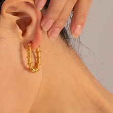 Carregar imagem no visualizador da galeria, Gold-Plated Stainless Steel Hoop Earrings
