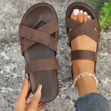 Carregar imagem no visualizador da galeria, Crisscross PU Leather Flat Sandals
