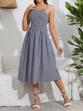 Load image into Gallery viewer, Smocked Plaid Square Neck Cami Dress
