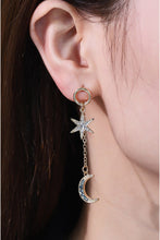 Load image into Gallery viewer, Inlaid Rhinestone Star and Moon Drop Earrings
