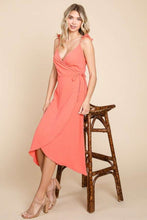 Load image into Gallery viewer, Culture Code Ruffle Detail Surplice Wrap Slip Dress
