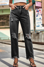 Load image into Gallery viewer, Distressed Buttoned Loose Fit Jeans
