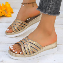 Carregar imagem no visualizador da galeria, Rhinestone Open Toe Wedge Sandals
