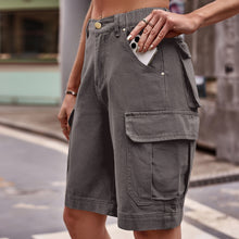 Carregar imagem no visualizador da galeria, Denim Cargo Shorts with Pockets
