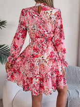 Carregar imagem no visualizador da galeria, Printed Mock Neck Flounce Sleeve Mini Dress
