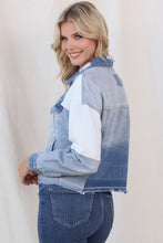 Carregar imagem no visualizador da galeria, Color Block Distressed Button Up Denim Jacket
