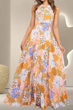 Load image into Gallery viewer, Tied Printed Grecian Sleeveless Maxi Dress
