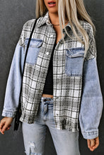 Load image into Gallery viewer, Plaid Pocketed Snap Down Denim Jacket
