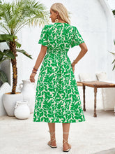 Load image into Gallery viewer, Printed Surplice Short Sleeve Midi Dress
