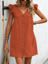 Carregar imagem no visualizador da galeria, Button Up V-Neck Cap Sleeve Mini Dress
