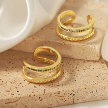 Carregar imagem no visualizador da galeria, Gold-Plated Czech Diamond Double-Layered Ring
