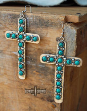 Carregar imagem no visualizador da galeria, Artificial Turquoise Cross Shape Earrings
