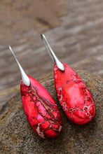 Carregar imagem no visualizador da galeria, Handmade Teardrop Shape Natural Stone Dangle Earrings
