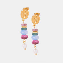 Load image into Gallery viewer, Natural Stone Freshwater Pearl Dangle Earrings
