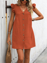 Carregar imagem no visualizador da galeria, Button Up V-Neck Cap Sleeve Mini Dress
