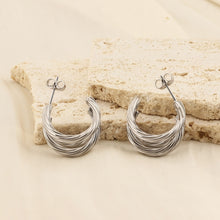 Carregar imagem no visualizador da galeria, Titanium Steel Three-Layered C-Hoop Earrings
