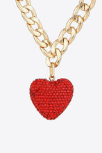 Carregar imagem no visualizador da galeria, Rhinestone Heart Pendant Curb Chain Necklace
