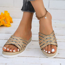 Carregar imagem no visualizador da galeria, Rhinestone Open Toe Wedge Sandals
