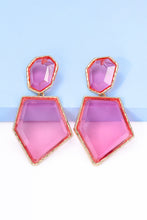 Carregar imagem no visualizador da galeria, Geometrical Shape Zinc Alloy Frame Resin Dangle Earrings
