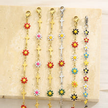 Load image into Gallery viewer, Flower &amp; Cross Stainless Steel Bracelet
