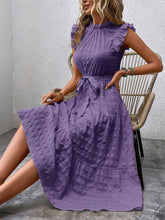 Load image into Gallery viewer, Tied Ruffled Cap Sleeve Midi Dress
