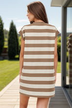 Carregar imagem no visualizador da galeria, Striped Round Neck Cap Sleeve Mini Dress
