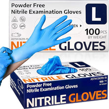 Load image into Gallery viewer, Medical Nitrile Exam Gloves, Latex-Free &amp; Powder-Free Non-Sterile Food Safe Cleaning Disposable Glove, 100 Pcs
