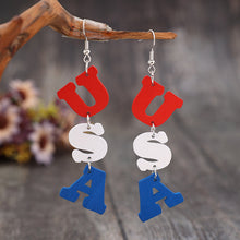 Carregar imagem no visualizador da galeria, USA Wooden Letter Dangle Earrings
