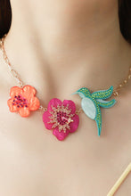 Load image into Gallery viewer, Flower &amp; Bird Rhinestone Decor Necklace
