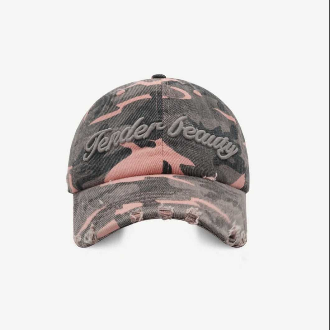 Letter Graphic Camouflage Cotton Hat