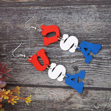 Carregar imagem no visualizador da galeria, USA Wooden Letter Dangle Earrings
