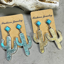 Carregar imagem no visualizador da galeria, Turquoise Cactus Earrings
