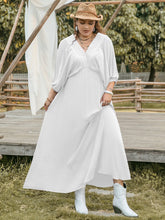 Carregar imagem no visualizador da galeria, Plus Size Swiss Dot V-Neck Three-Quarter Sleeve Dress
