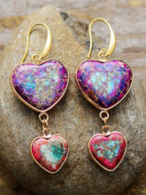 Carregar imagem no visualizador da galeria, Heart Shape Imperial Jasper Dangle Earrings
