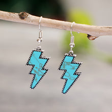 Carregar imagem no visualizador da galeria, Artificial Turquoise Lightning Dangle Earrings
