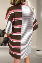 Carregar imagem no visualizador da galeria, Striped Collared Neck Half Sleeve Mini Dress
