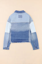 Carregar imagem no visualizador da galeria, Color Block Distressed Button Up Denim Jacket
